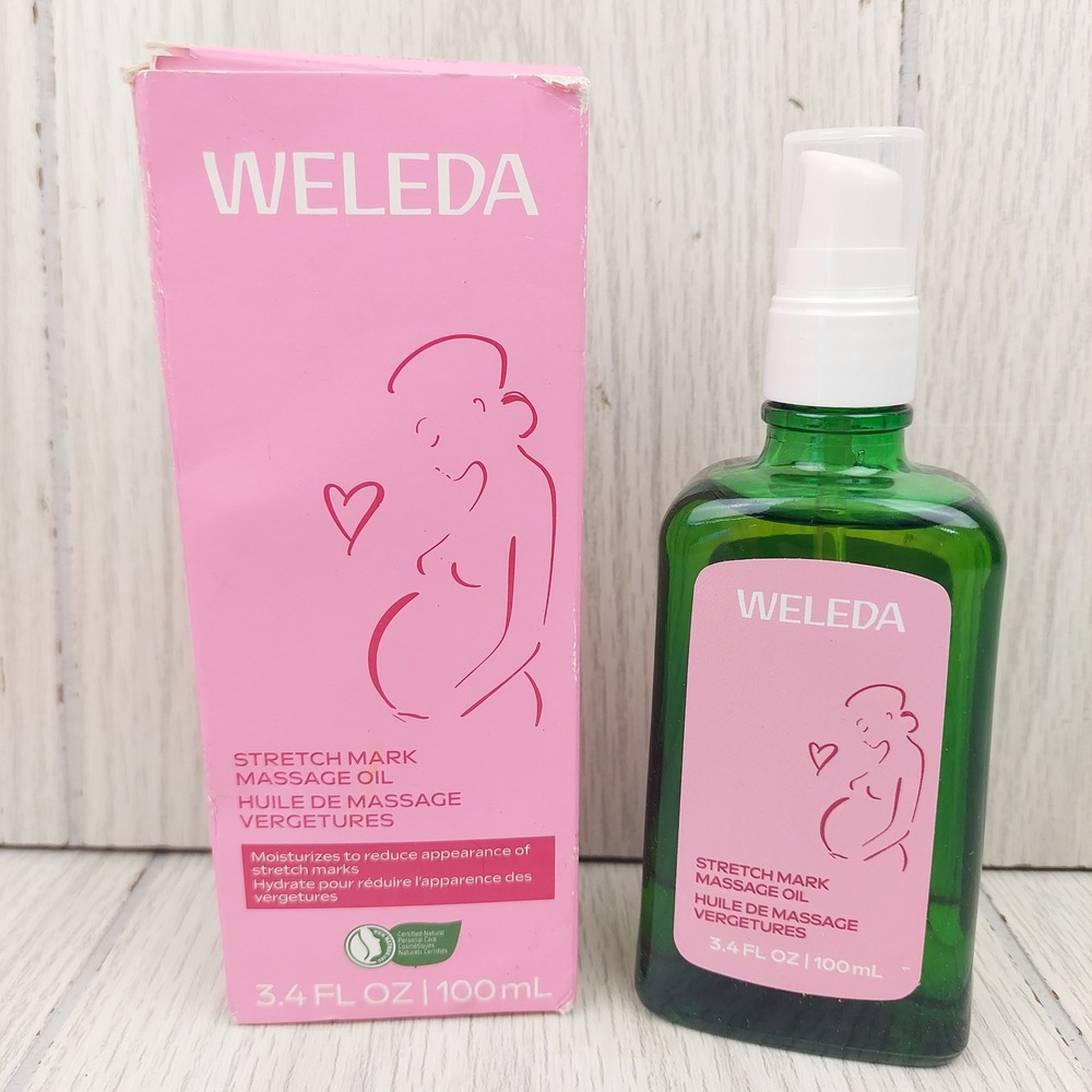 Weleda Stretch Mark Massage Oil Pregnancy 3.4oz Pink Natural Body Oil Vitamin E
